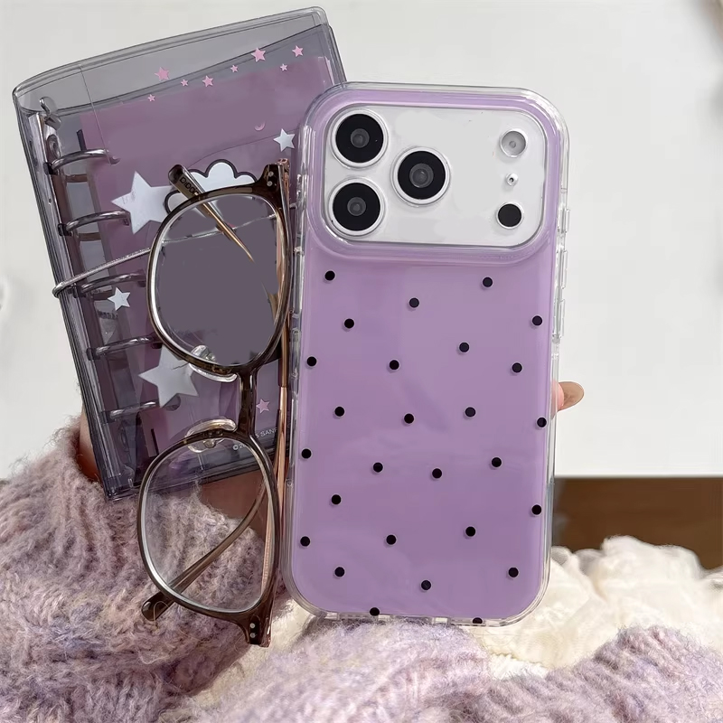 Phone Accessories For Girls - Kore Tarzı Kız Basit Mor Puantiyeli