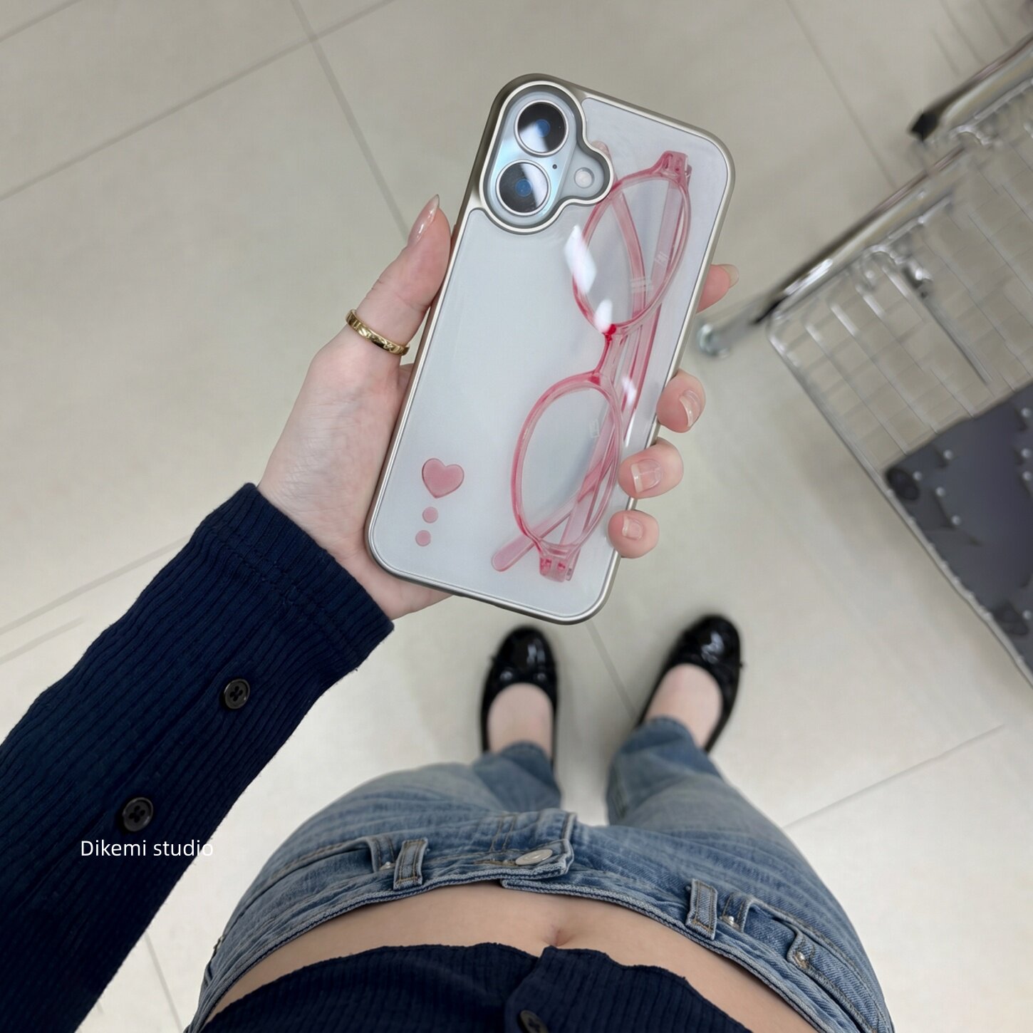 Phone Accessories For Girls - Kore tarzı kız kalpli pembe gözlüklü