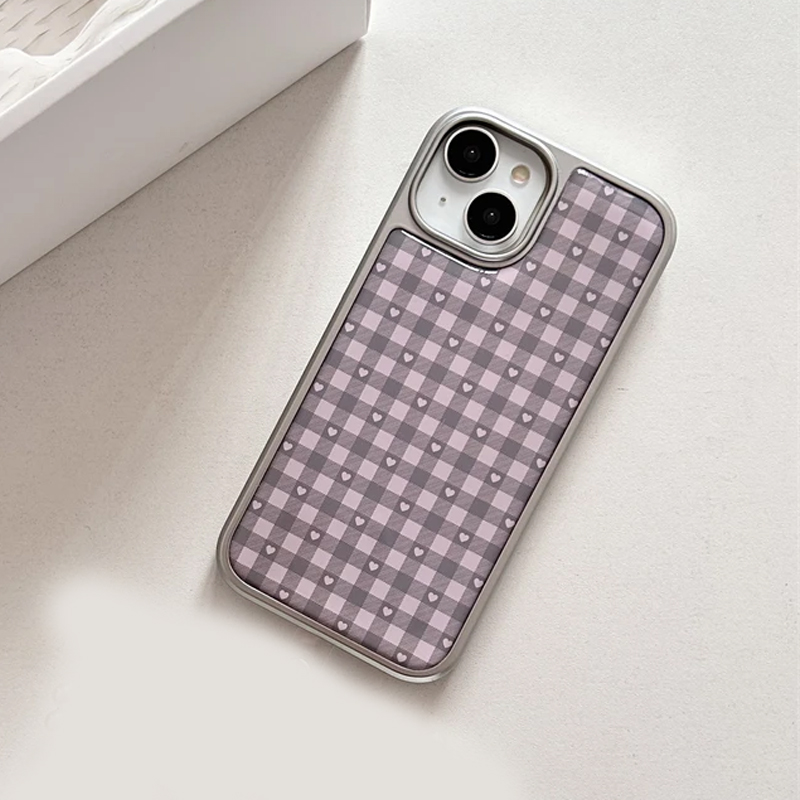Pembe Mor Kalp Şeklinde Kareli - Phone Accessories For Girls incelemesi ve fiyatı